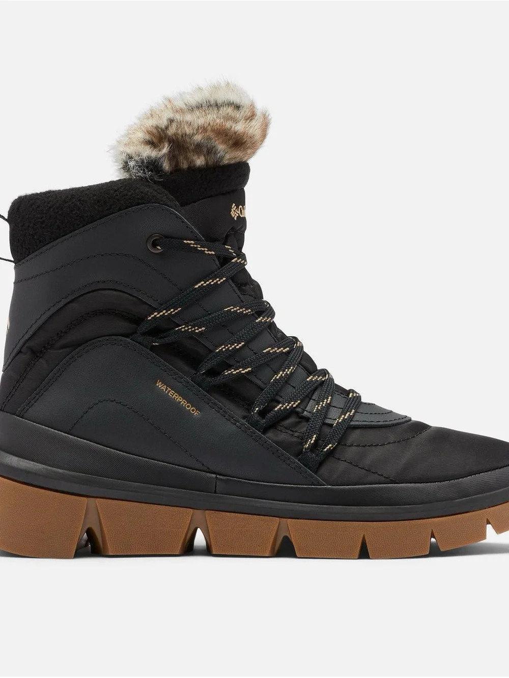 Columbia Keetley Shorty Faux-Fur Trim Waterproof Lace-Up Winter Snow Boots
